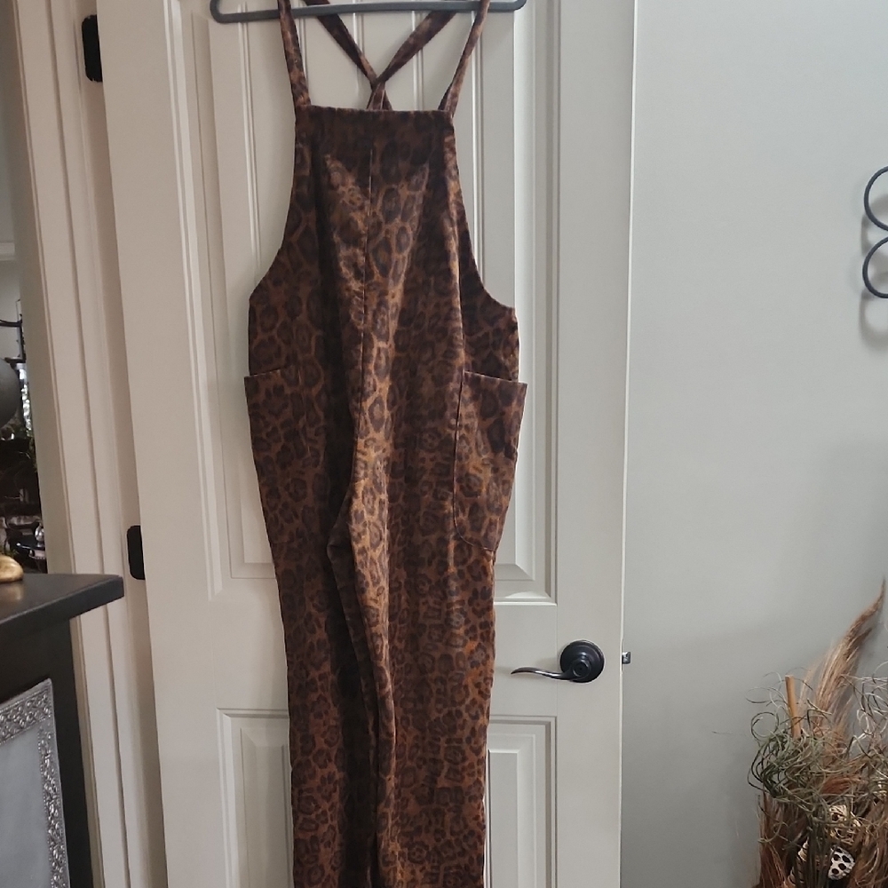 Hem & Thread Brown Leopard Print Overalls